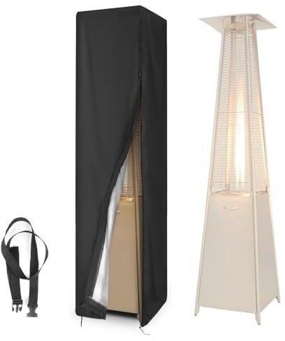 Fenghome Waterproof 420D Oxford Fabric Patio Heater Cover for Pyramid Stand Up Heaters, Outdoor Dustproof Protector with Zipper & Drawstring (221x61x53cm, Black)