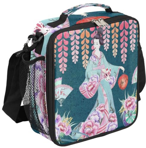 Japanische Geisha-Lunch-Tasche für Erwachsene, Kinder, Männer, Frauen, Mädchen, Jungen, japanische Frauen, isolierte Lunchbox, Tragetasche, Kühltasche für Arbeit, Schule, Outdoor