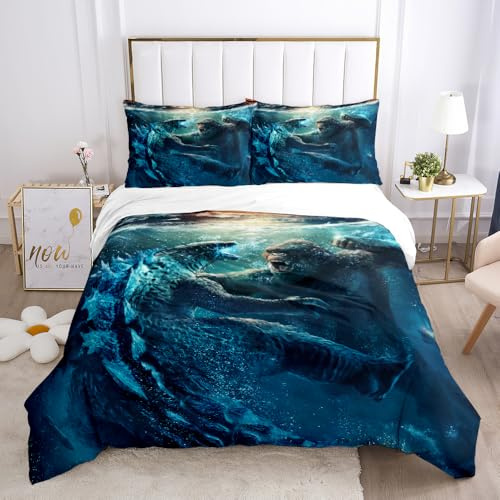 sonicpony Dino Duvet Cover Set Queen King Comforter Cover 3 Pieces Bedding Set for Men Super Soft Bedroom Deco 1 Piece Quilt Cover 2 Pieces Pillow Shames No Comforter Inside(Dino30, Full/Queen)