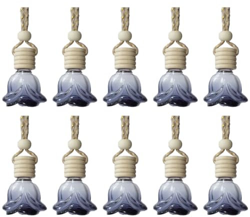 10 pz 8ml Bottiglie di profumo per auto deodoranti per auto forma di di rosa Bottiglie di profumo vuote in vetro per oli essenziali Ornamento per bottiglia di profumo per aromaterapia
