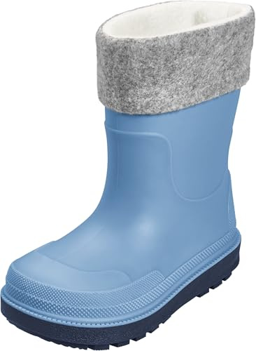 Playshoes Regenstiefel mit Futter (Herausnehmbar) Unisex Kinder Gummistiefel, Blau Socke, 24 EU