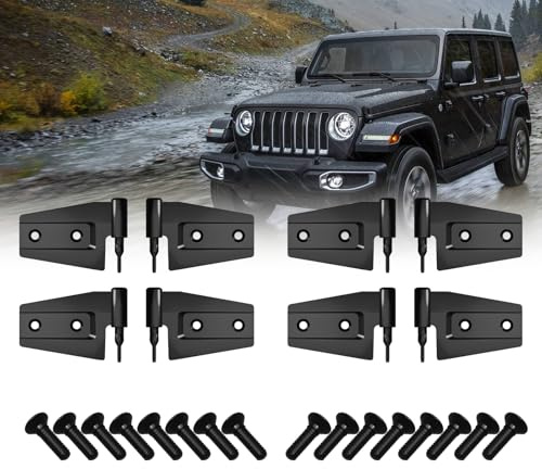 4 Door Hinges for Jeep Wrangler 2007-2018 JK JKU Unlimited Rubicon Sahara OEM Replacement (Outside Door Hinges)