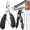 Nagelknipser für Eingewachsen Dicke Nägel, 2025 Angled Head Toe Nail Clippers with Catcher, Heavy Duty 45° Slanted Toenail Clippers, 37mm Wide Opening Nail Cutter with Long Handle, 6PCS