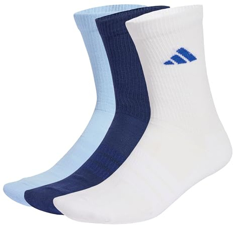 adidas Mixte CUSHIONED SPORTSWEAR CREW SOCKS 3 PAIR PACK, dark blue/white/glow blue, 45-48