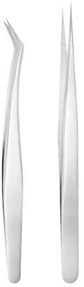 Lot de 2 pinces à épiler à pointe pointue en acier inoxydable pour travaux manuels
