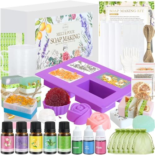 Seifenherstellung Mit, Vezerd Machen Sie Ihre eigenen Seifen für Erwachsene, Kreatives Bastelset für Mädchen Junge DIY Set, Seifenherstellung mit Schimmelbasis, Bastelsets für Erwachsene Badebomben