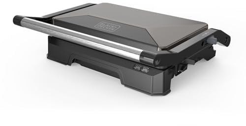 BLACK+DECKER - Parrilla Grill 1000W, Apertura 180°, Antiadherente, Plancha