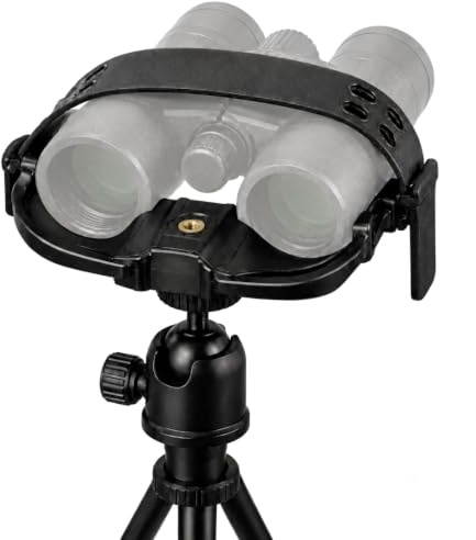 Marabuut Universal Binocular Tripod Adapter Quick-Setup Mount | with secure rubber strap and 1/4-20 thread; fits most binoculars and includes three sizes