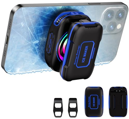 KOOVIVA Radiatore magnetico per cellulare, ventilatore portatile con illuminazione RGB, caminetto cellulare per iPhone serie magnetica/Android/tablet/iPad (blu)