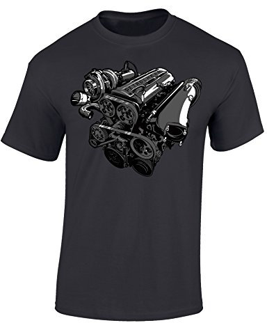 Auto Tuning T-Shirt für Herren: 3 Liter Twin Turbo Motor - Motorsport Shirt Männer - Mechaniker & Autoliebhaber Geschenke (Mouse Grey L)