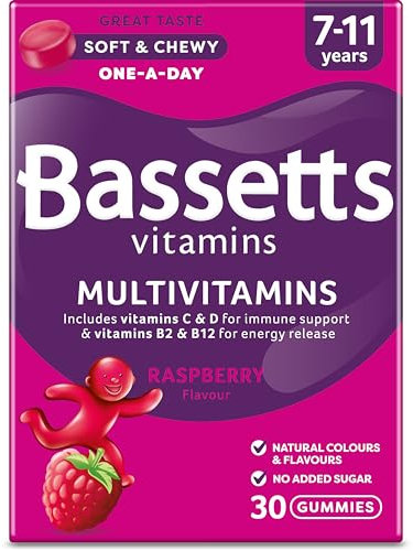 Bassetts Vitamins 7-11 Years Raspberry Flavour Multivitamins 30 Gummies
