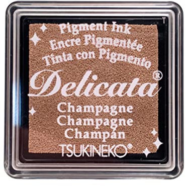 Tsukineko Small Ink Pad Delicata Stempelkissen-Beige, Dazzle Champagne-Klein-Wasserbasis, Wasserfest-Embossing, 3,4 x 3,4 x 2 cm