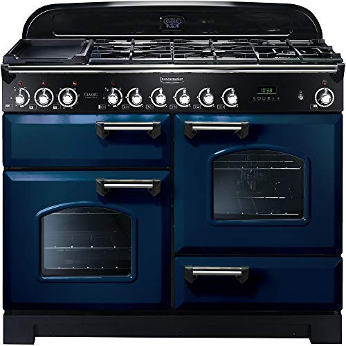 Rangemaster Classic Deluxe CDL110DFFRB/C 110cm Dual Fuel Range Cooker - Regal Blue/Chrome - A/A Rated