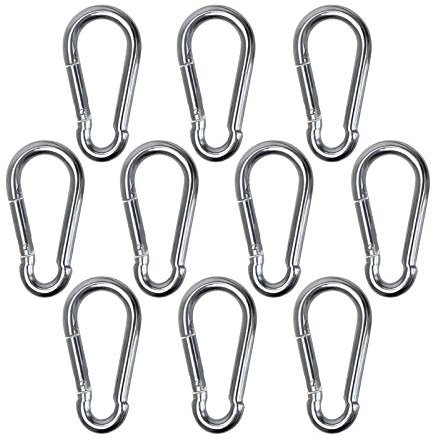 BB Sport 10 Karabinerhaken 50 x 5 mm Karabiner Max. Belastbar 110 KG - DIN5299 Feuerwehrkarabiner Set Stahl Galvanisch Verzinkt Stark