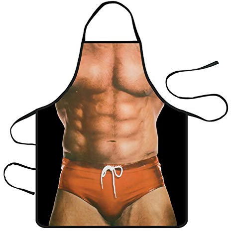 TOPWAYS® Lustige Kochschürze, sexy lustige Küchenschürze, Kochen, Grillparty, MuscleNerd, Erwachsenenschürze für Männer, Geschenk