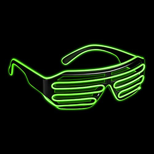 Balinco LED Brille mit 3 Blitzmodi - perfekt geeignet als Techno DJ | Festival | Halloween | Karneval | Fasching als Ergänzung zum Horror Kostüm (Neon Grün)