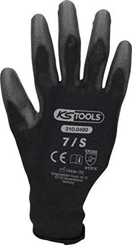 KS TOOLS Mikro-Feinstrickhandschuhe-schwarz, 7, 12 Paar