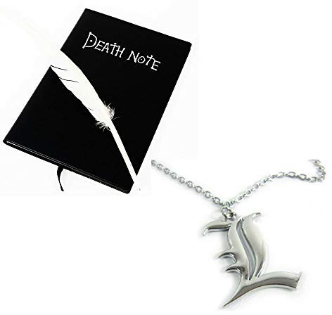 Death Note Cosplay Notebook with Feather Pen & L Necklace Gift Set