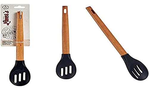 DKD Home Decor Cucchiaio marrone nero silicone legno di faggio (6 x 1,8 x 30,5 cm)