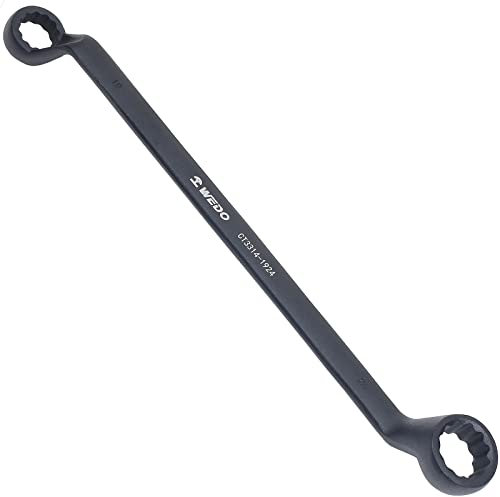 WEDO Chiave poligonale a due bocche,curvata,Doppio Anello Chiave,19x22mm,Piegata A Gomito,lunghezza 300mm,DIN 838,40CRV,rana morta una volta sola,alta resistenza,resistenza all'usura