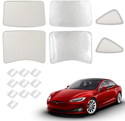 PSLER Parasol de Techo de Cristal para Coche con Cubierta de Película de Aislamiento UV Térmico para Tesla Model 3 2017-2024, 6 uds Parasol de Ventana de Techo de Cristal