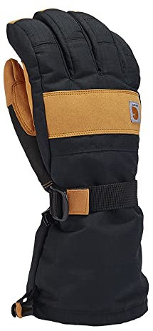 Carhartt Herren Storm Defender Daunenhandschuhe, isoliert, sichere Manschette Handschuhe für kaltes Wetter, Schwarz/Gerste, XL