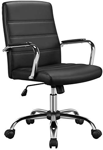 costoffs Executive Office Chair PU Leather Swivel Desk Chair Height Adjustable with Lumbar Support and Armrest Black