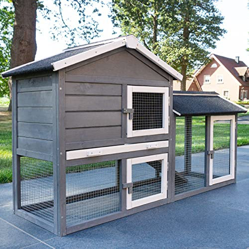 Cage Clapier Enclos Lapin Extérieur en Bois Haute Qualité pour Lapins Petits Animaux- Modèle : 088 Maison de rêve 146x50x86cm(LxPxH)