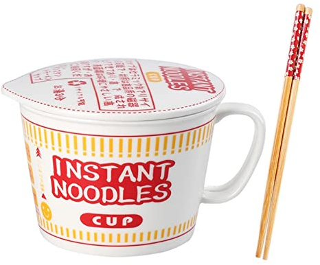 Ramen Bowl With Lid And Handle Instant Ramen Noodle Bowl,Microwave Oven Safe Ceramic Large Soup Bowls (Color : Red, Size : M)