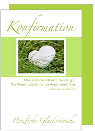 Edition Seidel Premium Glückwunschkarte zur Konfirmation mit Umschlag. Konfirmationskarte mit Spruch Karte Grusskarte Herz Wiese Junge Mädchen (KF262 SW023)