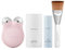 NuFACE MINI+ Microcurrent Facial Device Kit, FDA-zugelassen - Mikrostrom-Gerät zur Hautstraffung, zum Konturieren, Liften und Straffen - inkl. Gel Aktivator, Silk Creme & Applikator-Bürste - Rose