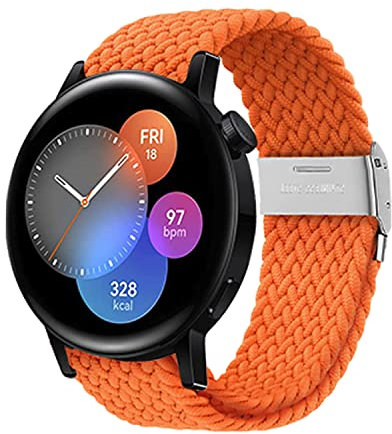 Niboow 20mm Armband für Huawei Watch GT 3 Pro 43mm/GT 3 42mm/GT 2 42mm/Watch 2/Honor Magic Watch 2 42mm, Nylon Geflochtenes Armbänder für Garmin Vivoactive 5/Venu Sq 2 Music/Venu 2 Plus - orange