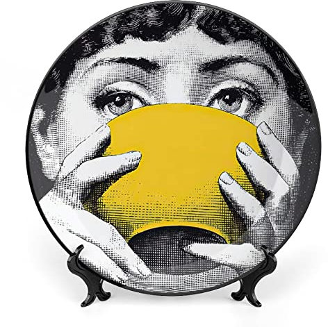 Lina Cavalieri - Piatto decorativo da parete, decorazione misteriosa da appendere alla parete, con staffa e speciale gancio a molla, A7,25 cm