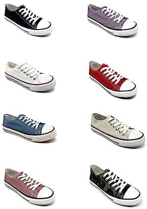 Womens Girls Canvas Shoes Ladies Trainers Plimsolls Lace Up Flat Pumps Sneakers (Beige, UK_Footwear_Size_System, Adult, Women, Numeric, Medium, Numeric_4)