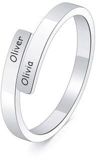 MeMeDIY Personalisierte Offene Spirale Twist Ring Gravierte Namen Edelstahl Vergoldet Freundschaft Versprechen Ring Geschenk für Damen Schwestern Freundin