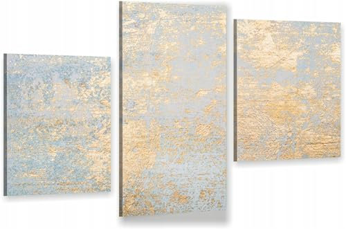 HUBDECO 3-Teiliges Leinwand Bild Wohnzimmer - Bilder, Poster, Kunstdrucke - Leinwandbild - Bild auf Leinwand - Tolle Zimmerdekoration - Schlafzimmer Bilder - 94x60 cm Modern Abstrakt