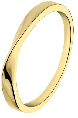 Lucardi - Damen Vergoldete Ring, 925 Silber, Drehoptik - Ring - 925 Silber - Gelbgold legiert - 16/50 mm - Nickelfrei