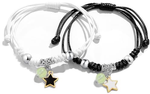 Freundschaftsarmbänder Glücksarmband Damen, Stern Paar Armbänder, Leuchtende Kugel Pärchen Armband, Beste Freunde Mädchen Geschenke für Sie und Ihn Valentinstag
