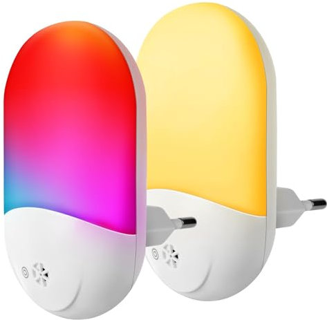 Opard LED Nachtlicht Steckdose Kinder RGB (2 Stücke) Dämmerungssensor für Babyzimmer, Kinderzimmer, Schlafzimmer, Badezimmer und Wohnzimmer