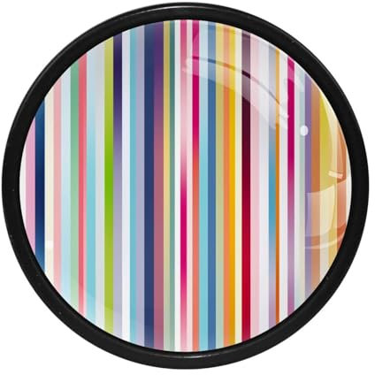 FVQL Runde Schrankknöpfe für Zuhause, mit Schrauben, schwarze Schrankgriffe, Möbelknöpfe, Regenbogen-Muster, abstrakt, gestreift, 4 Stück
