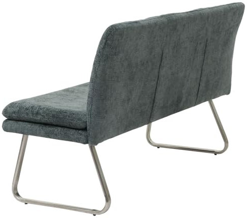 Mendler Sitzbank HWC-H70, Esszimmerbank Bank Polsterbank, Lehne Stoff/Textil Chenille Edelstahl gebürstet 180cm - dunkelgrau
