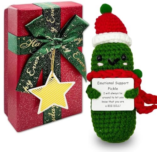 Ycaaeo Positive Gurken Puppe, Saure Gurken Spielzeug mit Aufmunterung Karte, mit Geschenkbox, Positive Gurken Christmas, Pocket Hug Mini Plush, Geschenke für Freunde und Familie, Ermutigungsgeschenke