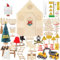 Raoclay Porta Elfo Natale Kit, Porticina Elfo Natale Magica, Casetta Elfo Natale Mini, 62Pcs Addobbi Natalizi Legno con Porta Dell Elfo di Natale fai da te Cantiere Segnale Stradale Carta Lettere