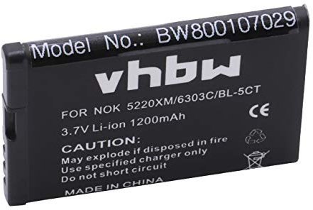 vhbw 1 x Battery Replacement for Nokia BL-5CT for Mobile Phone Smartphone 1200 mAh 3.7 V Li-Ion