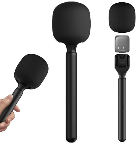 NAVESO Impugnatura per Microfono D-JI Mic 1/2 / Rode, Adattatore Portatile per Microfono Intervista GO con Schiuma, Supporto per Microfono Lavalier per Hollyland Lark/Movo/G1/A2