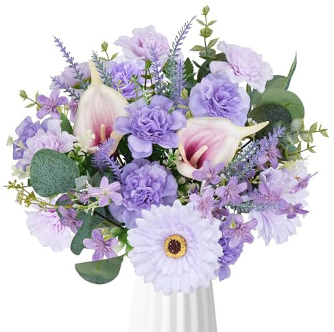 Fairblo Fiori artificiali Lavanda Viola Seta Lillà Fiori Finti Calla per Decorazioni Per la Casa, Cucina, Centrotavola, Matrimonio, Decorazione Interna ed Esterna