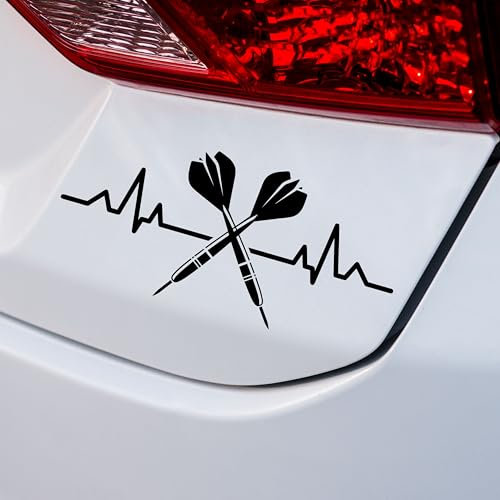 KLEBEKÖNIG Autoaufkleber Auto - Herzschlag Dart - Sport Hobbyaufkleber Sticker Aufkleber Heckscheibe Tuning Decal