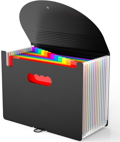 Vanulee Expanding Box File Organiser with 13 Pockets, Concertina A4 Document Folder, Coloured