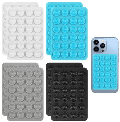 8PCS Silicone Suction Cup Phone Case Adhesive Mount - Suction Cups Sticky Grip Car Phone Holder Strong Adhesion Holder with Backing Anti-Slip Hands-Free Mobile Accessory