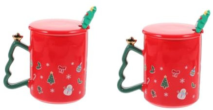 Cabilock 2 Pcs Ceramic Christmas Mug Personalised Sippy Cup Drinking Cup for Christmas Beverage Holder Smooth Rim